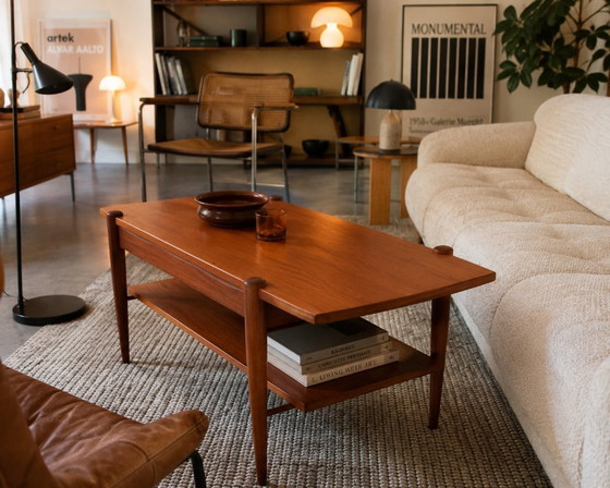 Image 1 of Louis van Teeffelen salontafel, model 44 — teak, omkeerbaar blad, Wébé jaren 60