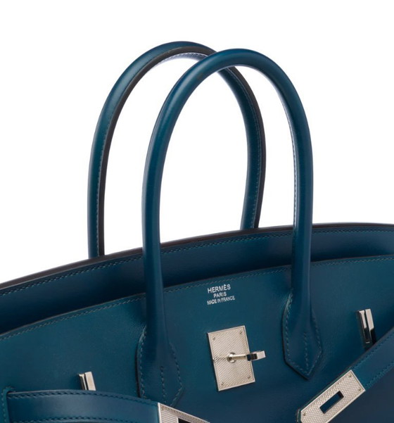 Image 1 of Borsa HERMES Birkin 35 in cuoio blu - 103221
