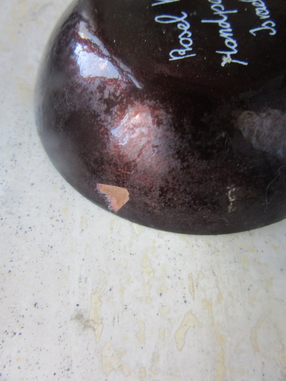 Image 1 of 2 kleine emaille schalen, gesigneerd door Rosel Bass Israel, modernist
