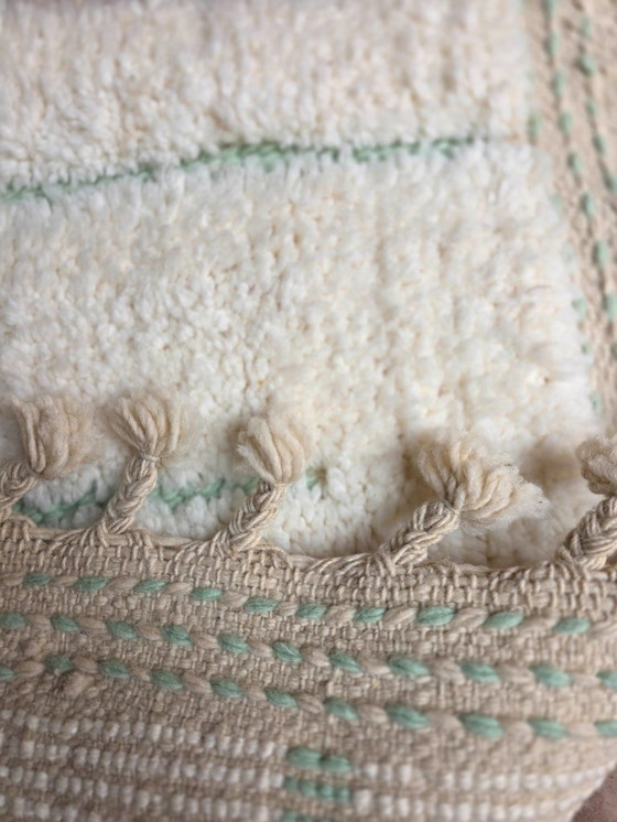 Image 1 of Small cream & mint Beni Ourain plush rug 157 x 104 cm