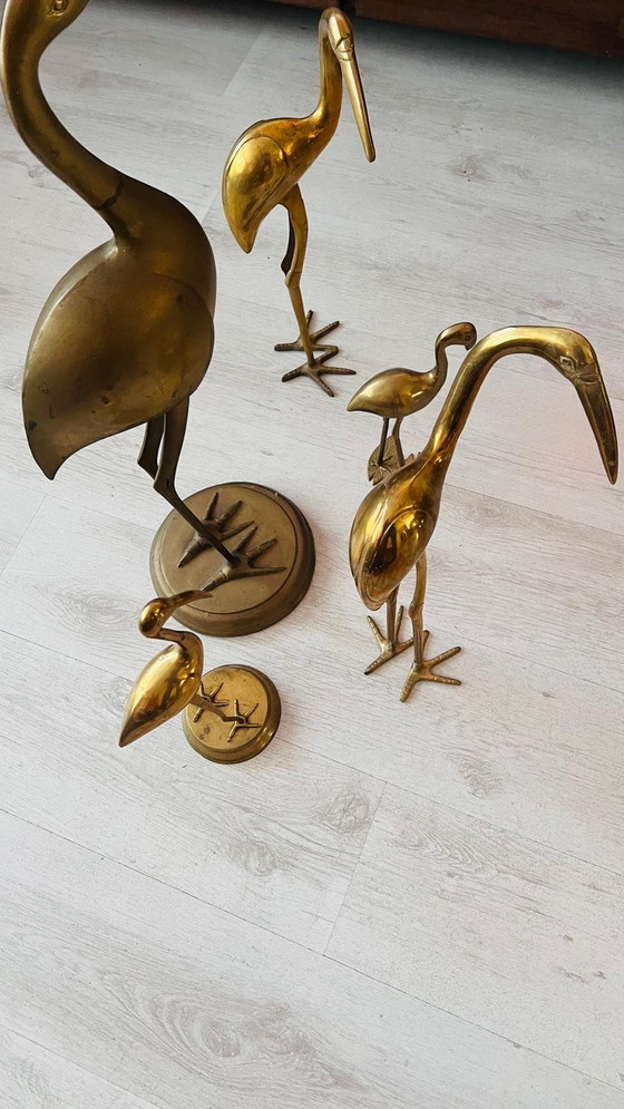 Image 1 of 5x Vintage Family Of Brass Birds