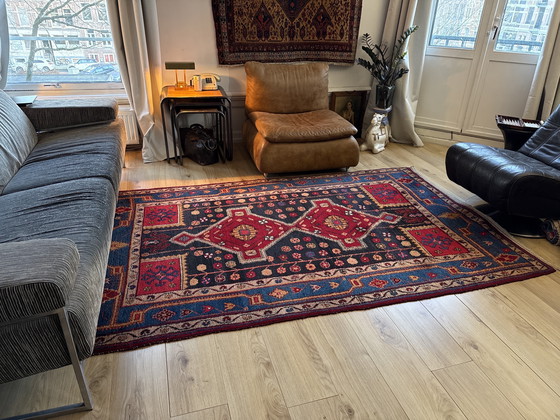 Image 1 of Vintage hand-knotted rug with geometric power | 254 × 155 cm