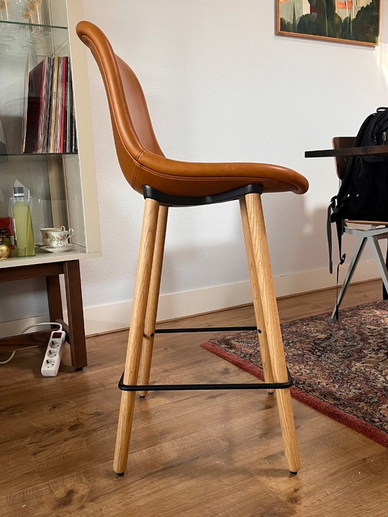 Image 1 of Sgabello da bar Hay NEU in pelle marrone e legno