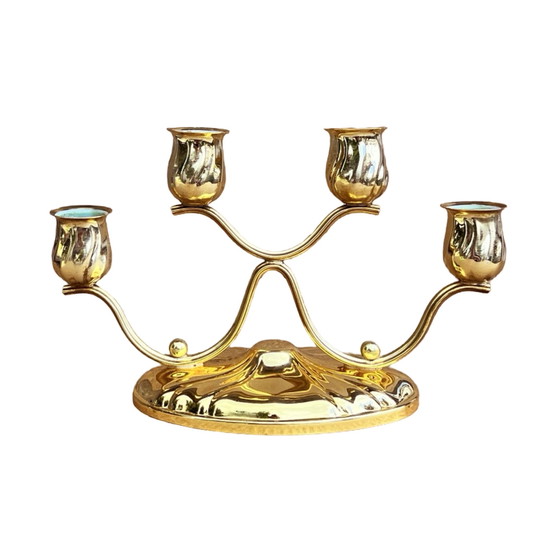 Image 1 of Four-light, gold-plated table candlestick, Germany, 1940s.