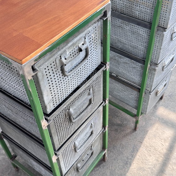Image 1 of Industrial Steel & Perforated Metal Storage Cabinet / Shoe Rack