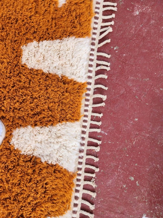 Tapis Beni Ouarain 300x200 cm – Laine épaisse, motifs berbères ocre & écru, – Coton, Bohemian (photo 6 of 11)