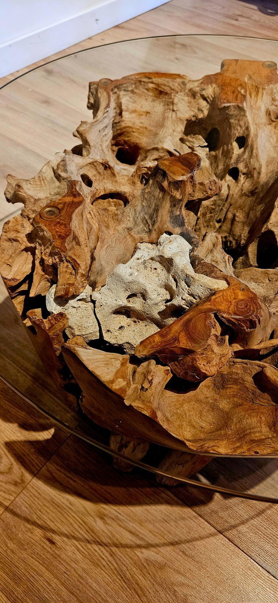 Image 1 of Tavolino da caffè in teak splendidamente conservato con fossili