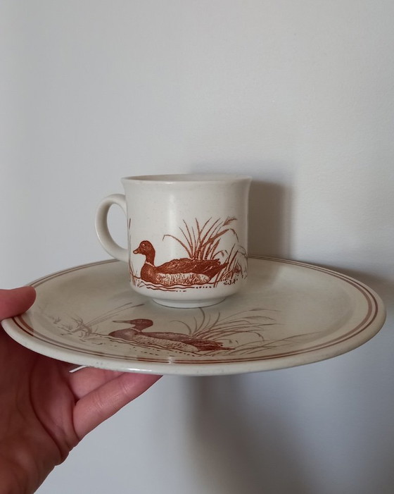 Image 1 of x5 Piccoli piatti e tazze vintage in gres CHURCHILL Ducks.