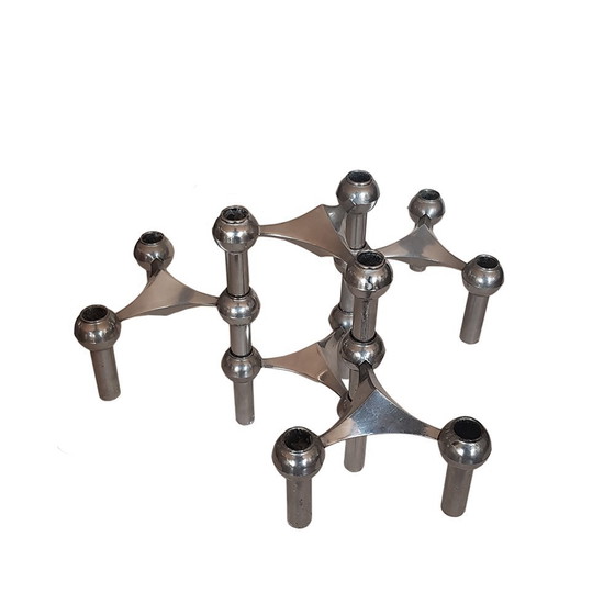 Image 1 of Mid-Century Modular Candleholders Set by Fritz Nagel for BMF, Set of 6