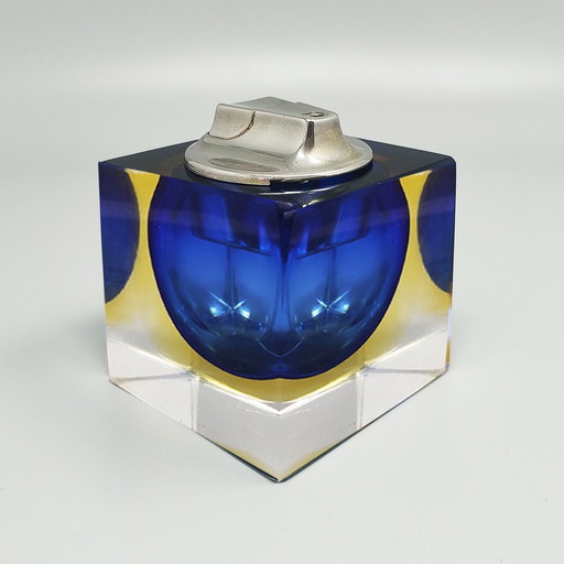 1960s Stunning Blue Table Lighter in Murano Sommerso