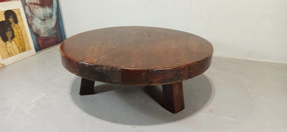 Image 1 of Vintage Wabi Sabi brutalist round coffee table 