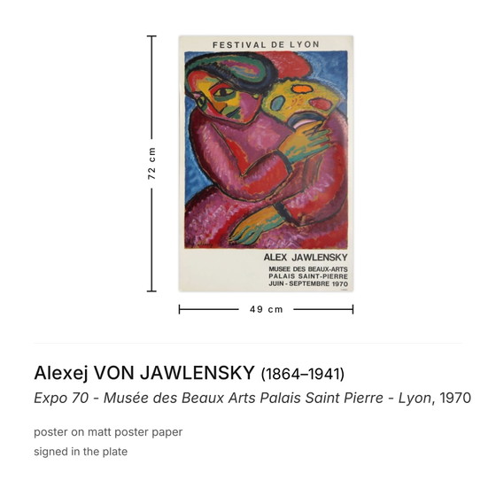 Alexej Von Jawlensky Poster Expo 70 - Musée Des Beaux Arts Palais Saint-Pierre - – Paper (photo 3 of 5)