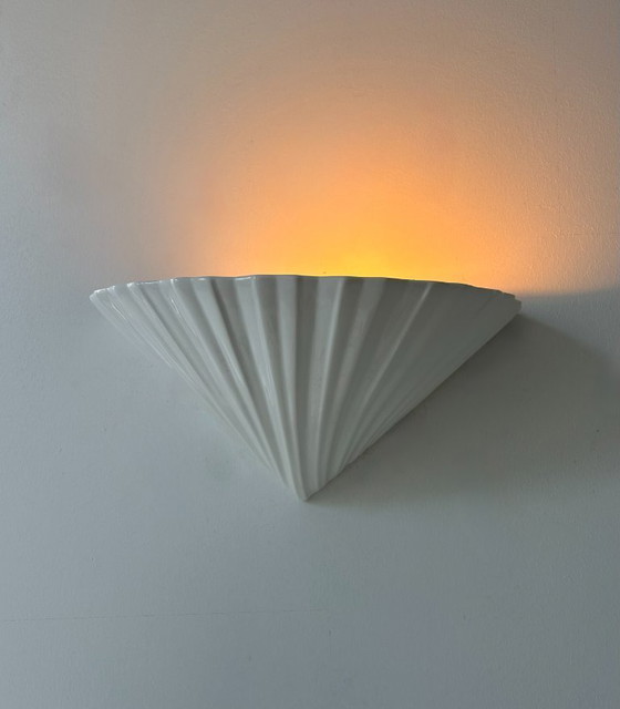 Image 1 of Lampada da parete a conchiglia in porcellana, Francia 1970