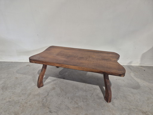 Vintage brutalist boomstam tafeltje organisch