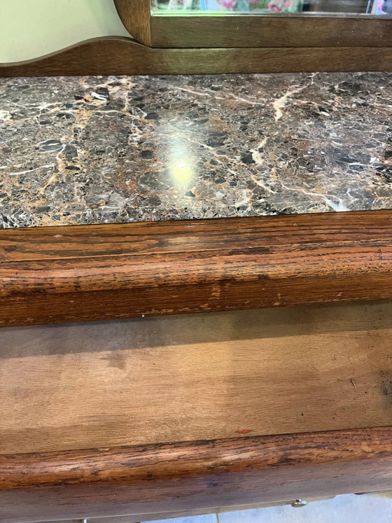 Art Deco Kommode mit facettiertem Spiegel und Marmor. – Kommoden, Marble, Metal (photo 7 of 21)