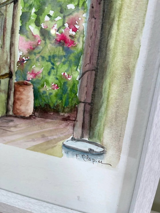 Aquarelle "au fond du jardin" – Peintures et dessins, Paper, Modern (photo 5 of 5)