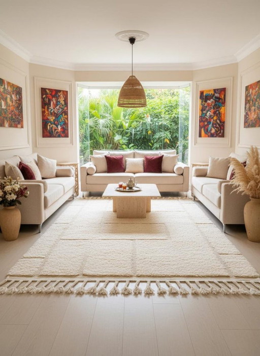 Weißer handgeknüpfter Berberteppich, 250 cm x 150 cm