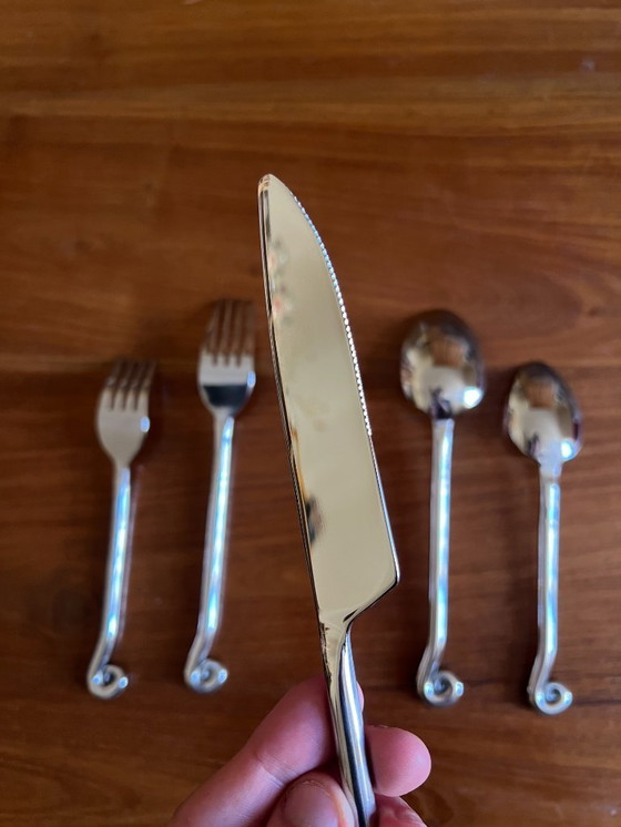 Image 1 of Juego de cubiertos de acero inoxidable de 30 piezas - diseño en espiral/remolino - vajilla original