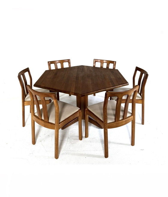 Image 1 of Tavolo da pranzo danese esagonale vintage, Dyrlund anni '70