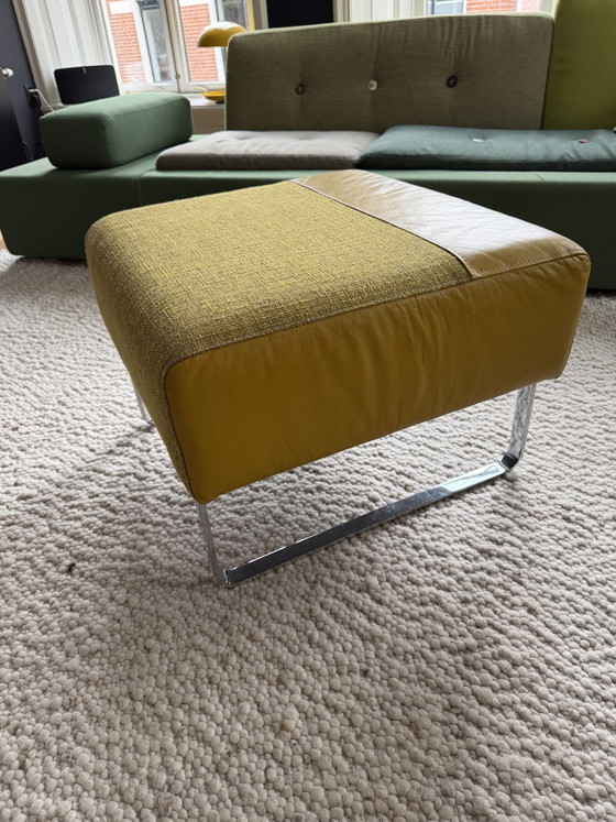 Montèl Poggiapiedi e pouf – pelle gialla & tessuto – base cromata – Montel, Leather, Textile (photo 2 of 5)
