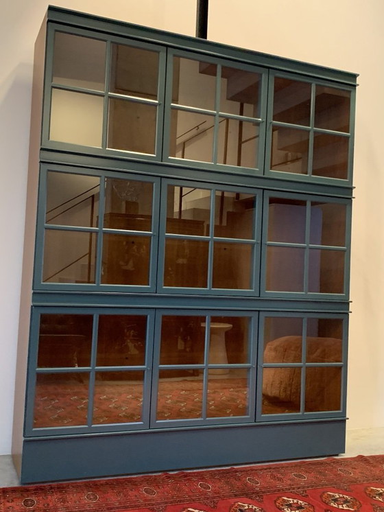 Image 1 of Vetrina Molteni Piroscafo 9 ante acciaio verde/ciliegio