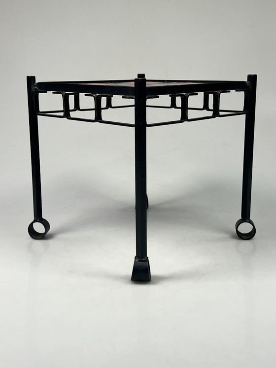 Image 1 of Vintage Table, Brutalism, Cast Iron And Ceramic, 1960's