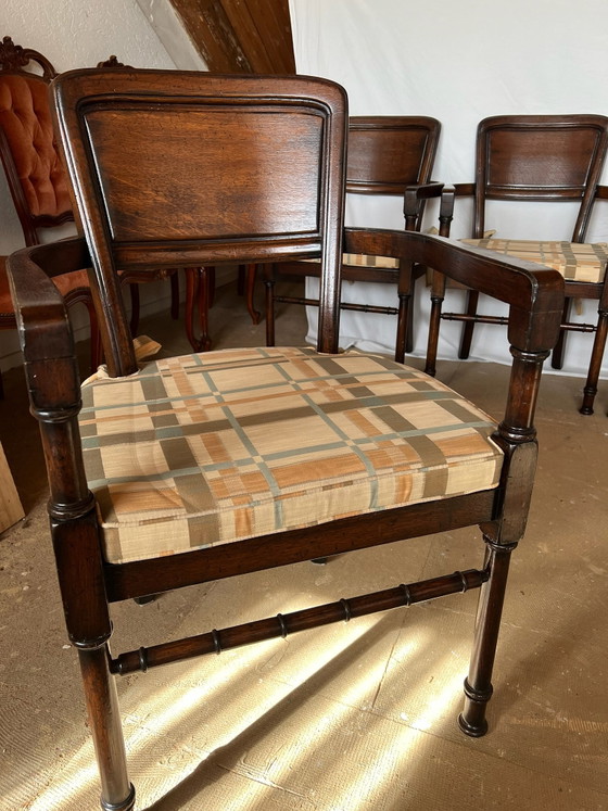 6 sedie da pranzo RAC con braccioli – Tessile, Legno (photo 3 of 6)