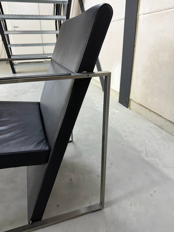 Fauteuils Arco Spine - Cuir Noir Et Acier – polished steel, Leather (photo 11 of 11)
