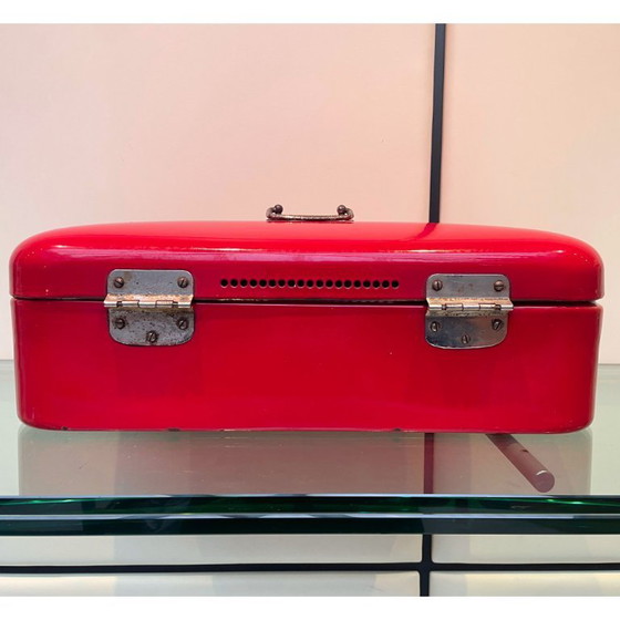 Image 1 of Scatola per il pane vintage olandese in smalto rosso, anno 1950