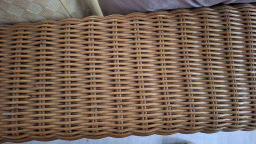 Vintage Rotan Tweepersoonsbank Jaren 80