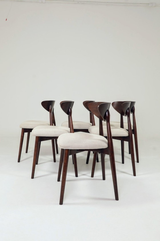 Image 1 of Set di 6 sedie da pranzo scandinave con motivo a spina di pesce tradizionale