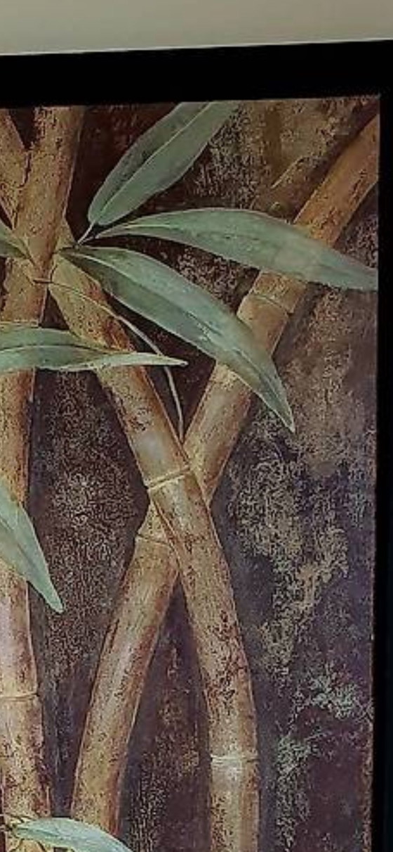 Fabrice de Villeneuve: Hand-embellished giclée canvas, bamboos 100x100 – Paintings & Drawings, Wood (photo 10 of 15)