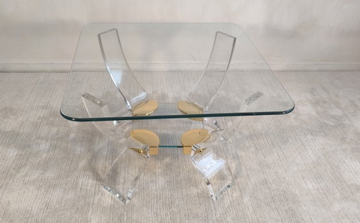 Tavolino da Caffè Lucite & Ottone – Stile Hollywood Regency DLG Charles Hollis Jones – Curvasa Muebles (photo 2 of 18)