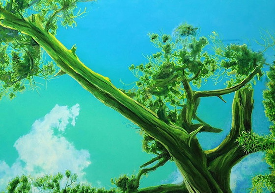 Pintura al óleo original, arte moderno, paisaje, cielo, testigo del tiempo. Amanecer. – Pinturas y dibujos (photo 7 of 7)