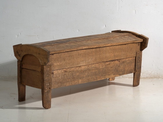 Panca contenitore primitiva antica in legno – Transilvania, circa 1850 – Panche, Rustic (photo 2 of 40)