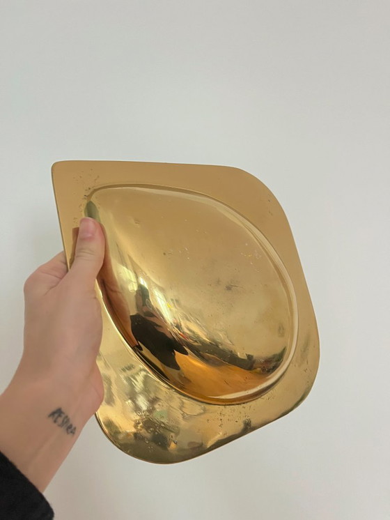 Image 1 of Vintage, zware bronzen opvangbak, vierkant Italiaans design, decoratieve schaal in mid-century modern stijl uit de jaren 70.