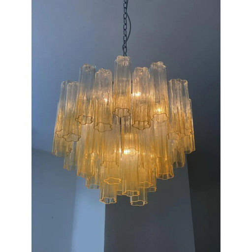 Contemporary Sputnik "Tronchi" Vanished Amber Chandelier in Venini Style