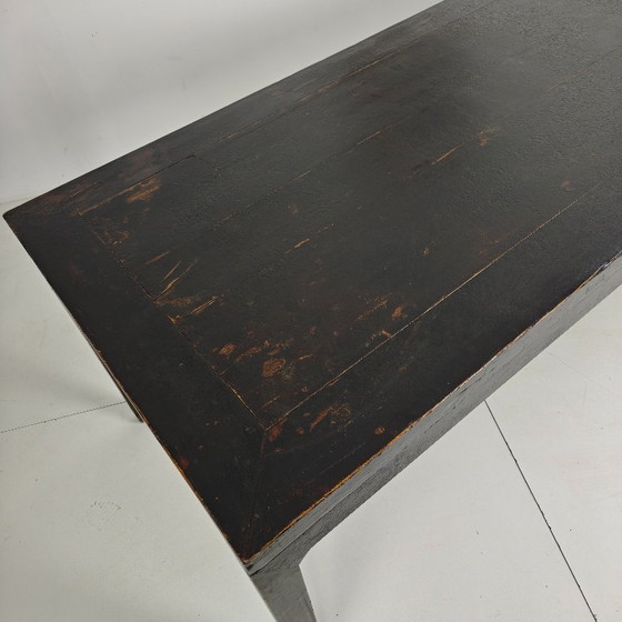 Image 1 of Tavolo da pranzo cinese Qing nero 230 cm – XVIII secolo, lacca originale