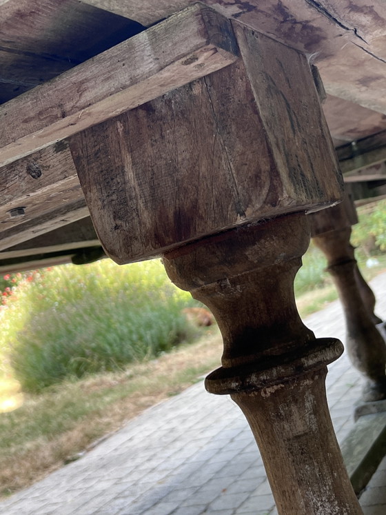 Grote Rustieke Tafel In Massief Hout – Overstock, Eettafels, Wood (photo 14 of 15)