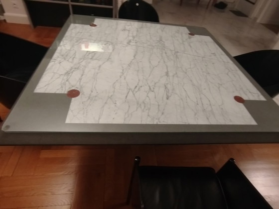 Image 1 of Designer dining table in marble and glass – Statement piece