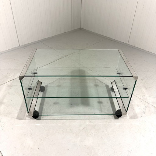Mueble para equipos de audio, mueble para TV y mesa auxiliar de Gallotti&Radice, Tris 1971.