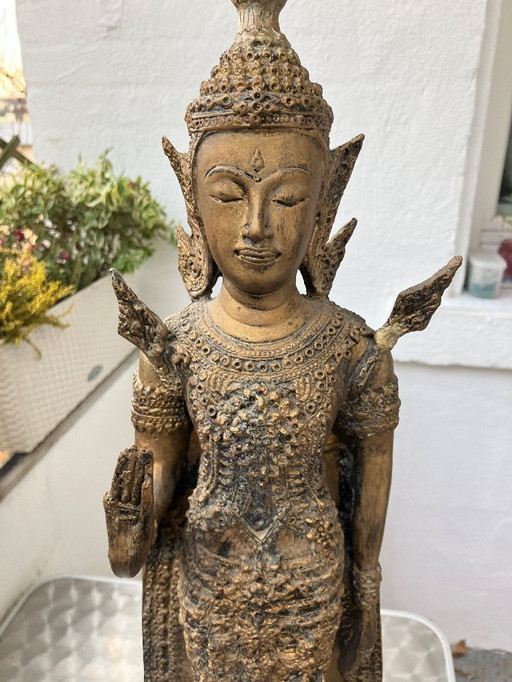 Antique Thai bronze Buddha statue, Asian deity