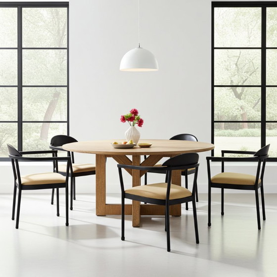 Image 1 of Seltenes IKEA Kaaro-Set aus 5 Sesseln mit gelben Stoffkissen, aus den 90er Jahren.