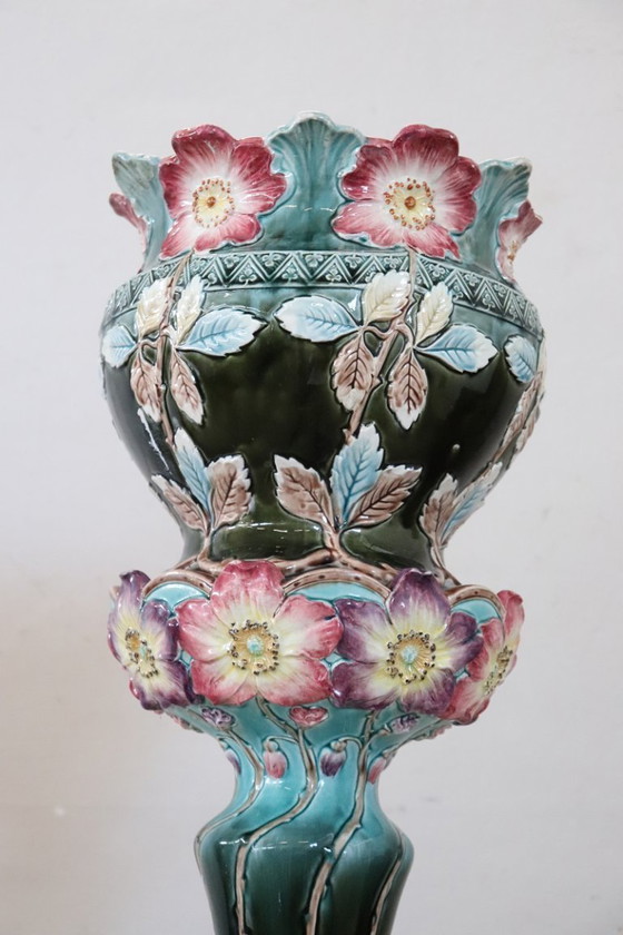Image 1 of Vaso in ceramica Art Nouevau con colonna, Italia, inizio XX secolo