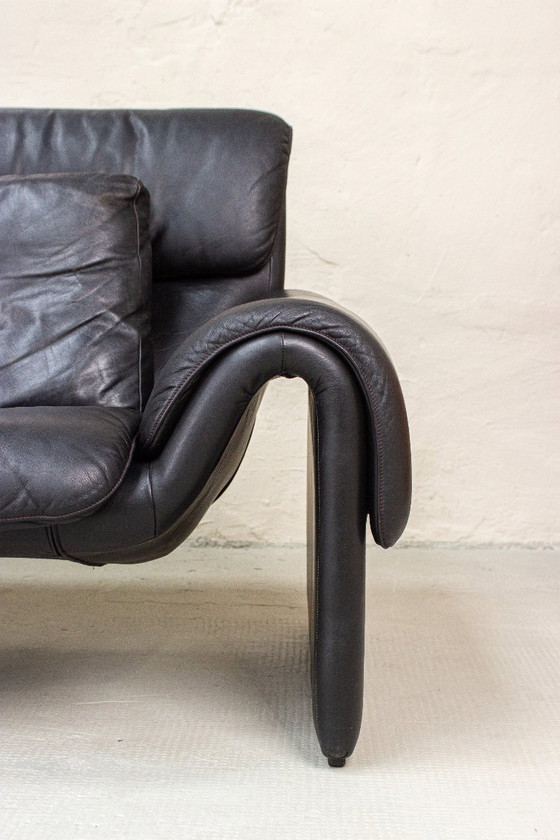 Image 1 of Vintage DeSede 2011 Sofa Two-Seater Couch Leather Mid Century 80s