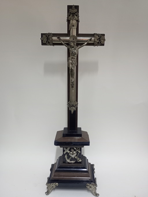 Cristifix corpus Christi 19th century silver-plated