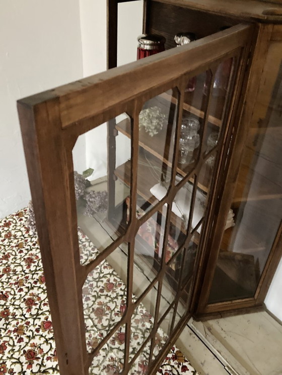 Image 1 of Vitrine murale ancienne en bois