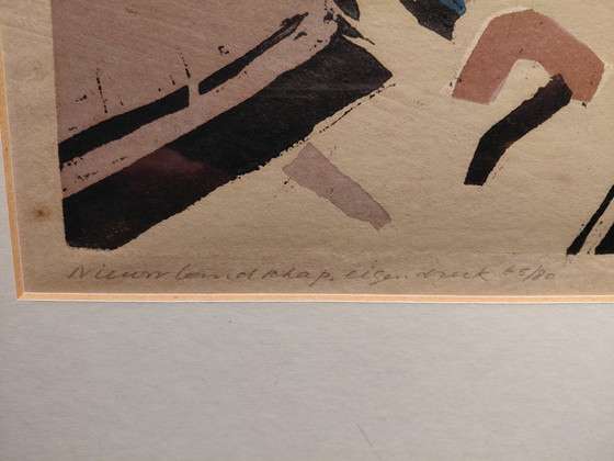 Image 1 of Thijs Buit. Linoleografia "New Landscape" stampa propria 65/80