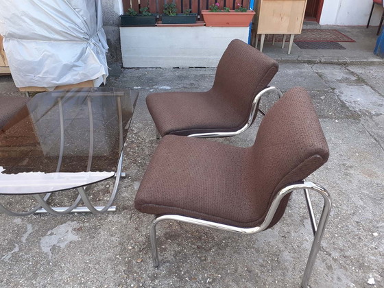Hungarian Chrome-Plated Metal Table and Dining Chairs Set, 1960s, Set of 5, Dining set (photo 7 of 9)