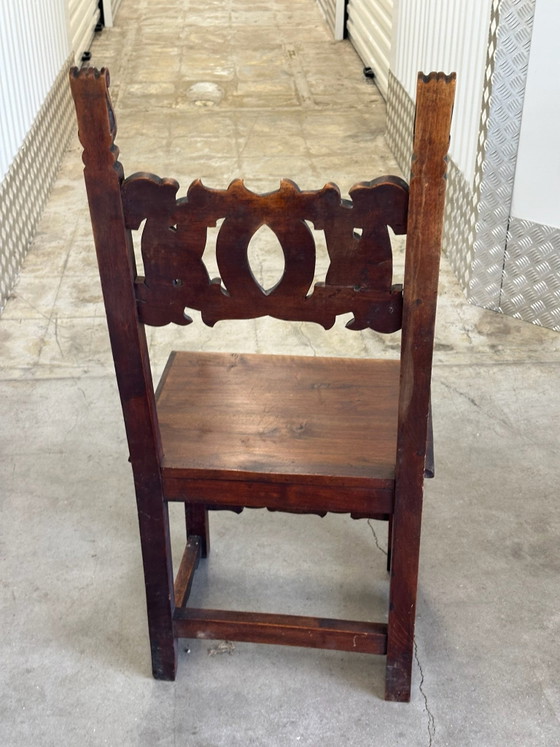 6 Alsatian carved and openwork wooden chairs - 19th century, Dining chairs, Brown (photo 15 of 15)
